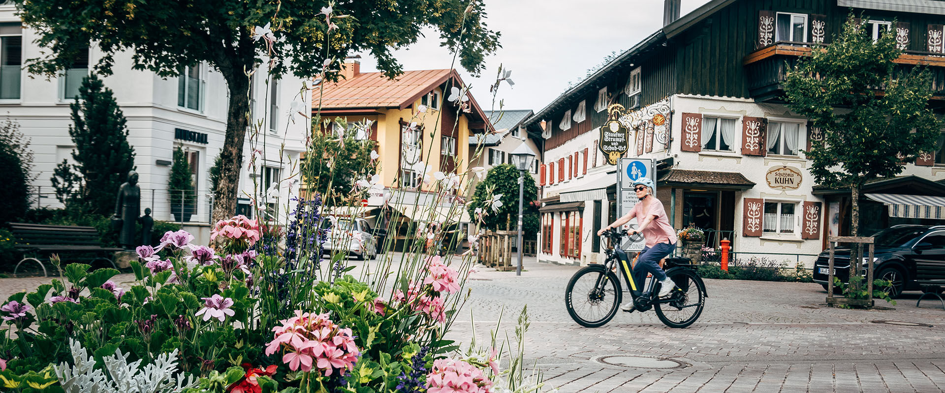 Al fietsend tot rust komen in Oberstaufen, westelijke Allgäu