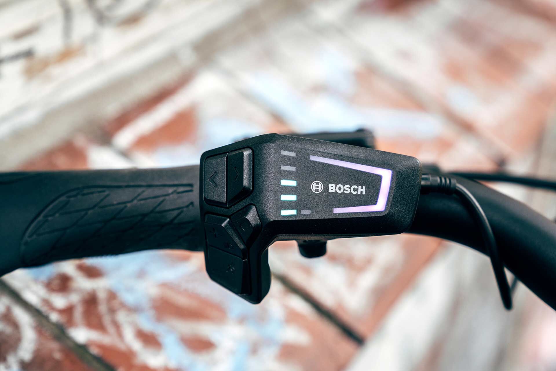 Detailed image of a Bosch e-bike LED remote control